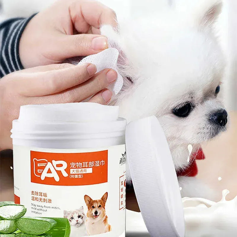 130 Pcs Pet Eye Cleaning Wipes | Tear Stain Remover for Dogs & Cats | Gentle Grooming Wipes | Non-Foaming Soft Pet Towels