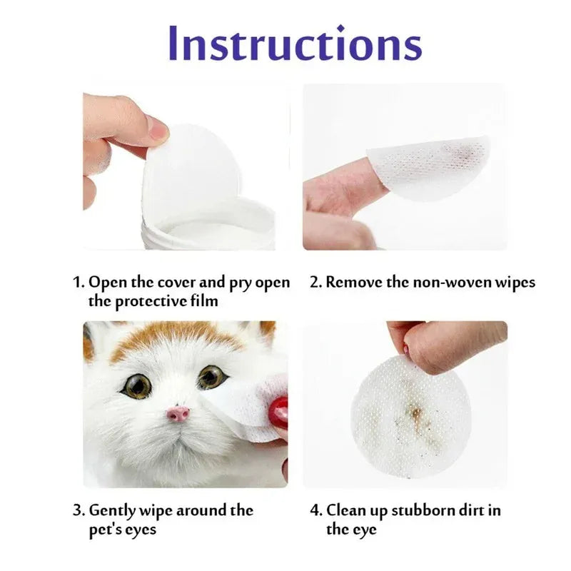 130 Pcs Pet Eye Cleaning Wipes | Tear Stain Remover for Dogs & Cats | Gentle Grooming Wipes | Non-Foaming Soft Pet Towels