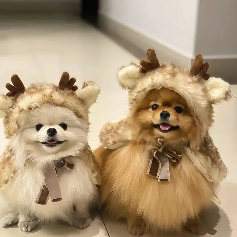 1PC Halloween Pet Costume Funny Elk Cloak for Small Dogs Cute Christmas Cat Cosplay Outfit