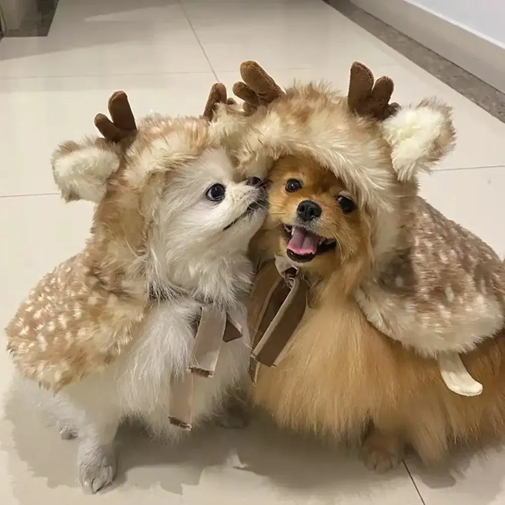 1PC Halloween Pet Costume Funny Elk Cloak for Small Dogs Cute Christmas Cat Cosplay Outfit