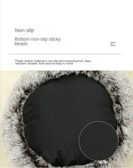2-in-1 Cat Bed Winter Plush - Convertible Sleeping Bag & Round Cushion Pet Bed