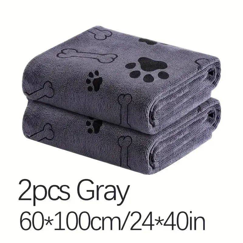 2-Pack Microfiber Dog Towels - Super Absorbent Quick Dry Pet Bath Towels for Dogs & Cats, Grooming Drying Towels with Soft Edges