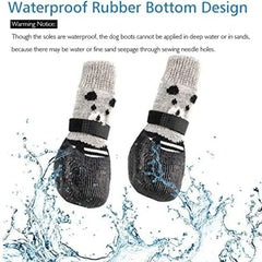 2-Pair Dog Sock Shoes - Waterproof Knit Boots with Anti-Slip Soles