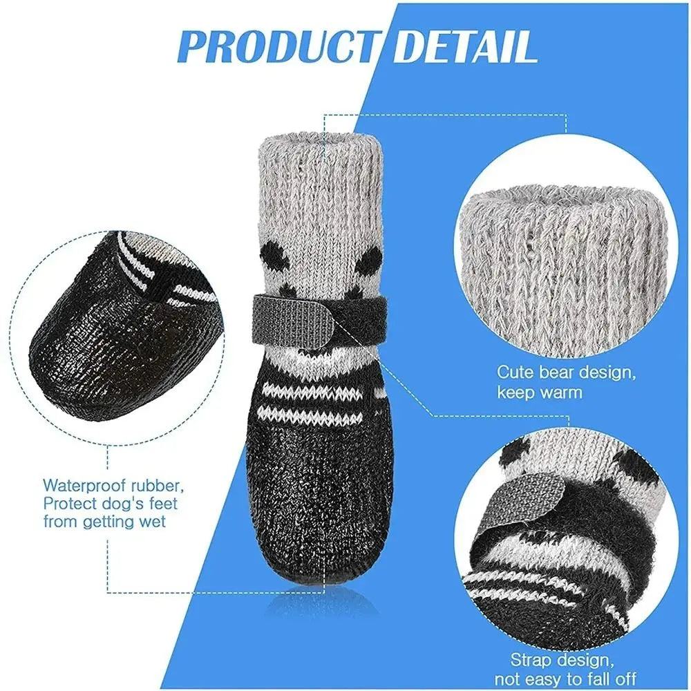 2-Pair Dog Sock Shoes - Waterproof Knit Boots with Anti-Slip Soles