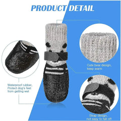 2-Pair Dog Sock Shoes - Waterproof Knit Boots with Anti-Slip Soles