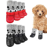 2-Pair Dog Sock Shoes - Waterproof Knit Boots with Anti-Slip Soles