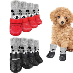2-Pair Dog Sock Shoes - Waterproof Knit Boots with Anti-Slip Soles