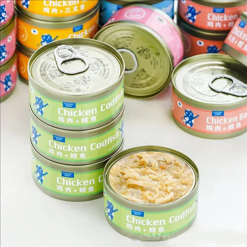 200g Premium Canned Cat Food | White Meat Tuna, Cod, Salmon & Chicken | Nutritious Wet Food for Kittens & Adult Cats | High-Protein Pet Snack & Meal