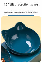 3-in-1 Ergonomic Cat Bowl Set - Tilted Food Dish with Gravity Water Dispenser