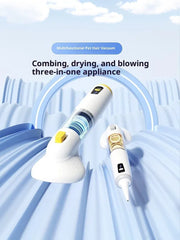 3-in-1 Pet Vacuum Groomer - Comb, Suction & Blow Dryer for Hair Removal