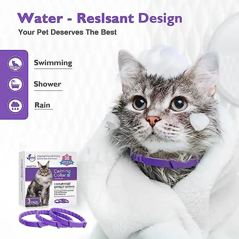 3-Pack Calming Collars for Dogs & Cats - 30 Day Pheromone Anxiety Relief