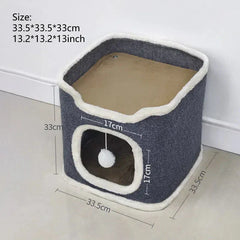 3-Tier Cat Condo with Hanging Toys - Multi-Level Covered Pet House