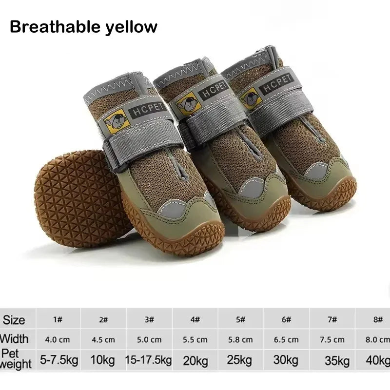 4-Pack Dog Boots - Waterproof Reflective Shoes for Medium Large Dogs