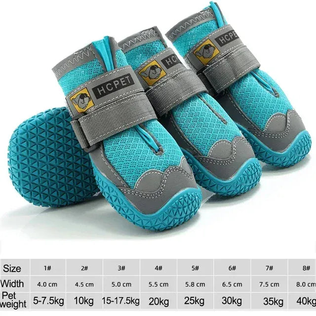 4-Pack Dog Boots - Waterproof Reflective Shoes for Medium Large Dogs
