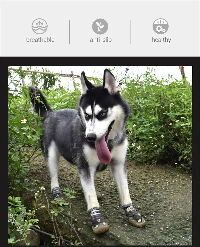 4-Pack Dog Boots - Waterproof Reflective Shoes for Medium Large Dogs