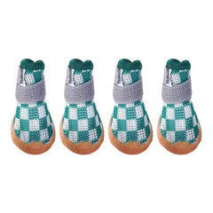 4-Pack Pet Dog Shoes - Breathable Anti-Skid Dog Boots with Hollow Design, Wear-Resistant Puppy Paw Protectors for All Seasons