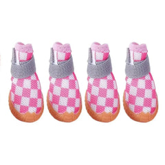 4-Pack Pet Dog Shoes - Breathable Anti-Skid Dog Boots with Hollow Design, Wear-Resistant Puppy Paw Protectors for All Seasons