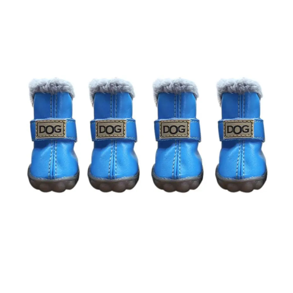 4-Pack Plush Snow Boots - Waterproof Winter Dog Shoes with Non-Slip Soles