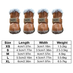4-Pack Plush Snow Boots - Waterproof Winter Dog Shoes with Non-Slip Soles