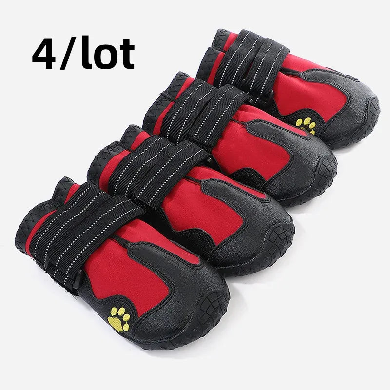 4-Pack Waterproof Dog Boots - Reflective Anti-Slip Shoes for Medium Large Dogs