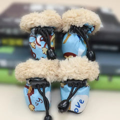 4-Pack Winter Dog Boots - Fleece Lined Waterproof Shoes with Anti-Slip Soles