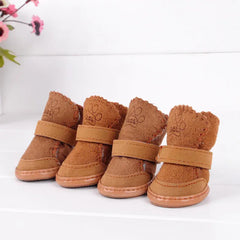 4-Pack Winter Dog Boots - Waterproof Anti-Slip Shoes for Small Medium Dogs
