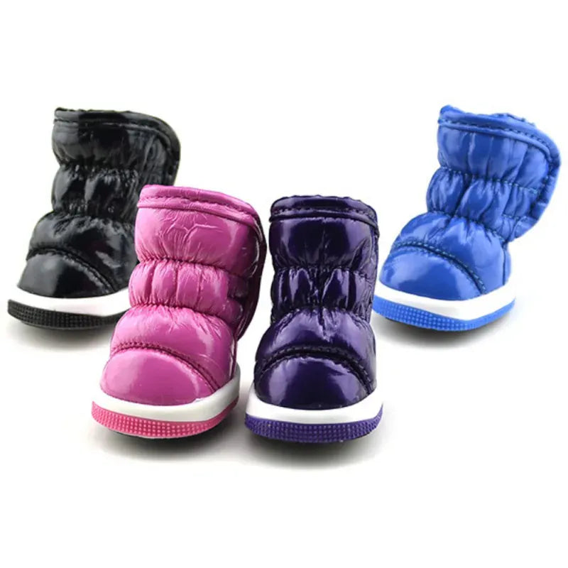 4-Pack Winter Dog Boots - Waterproof Slip-On Shoes for Small Dogs