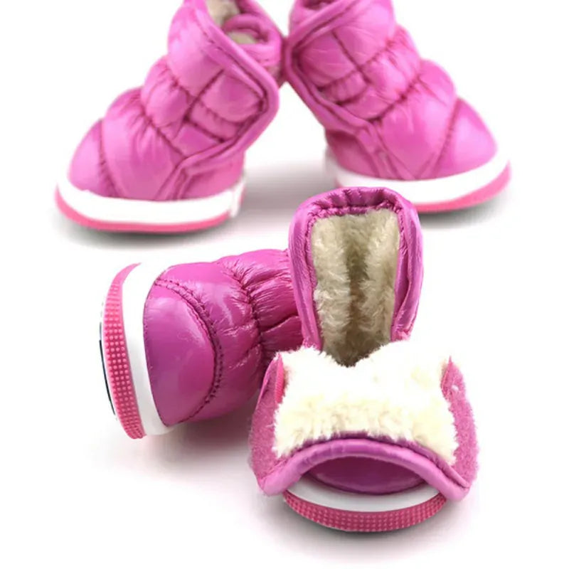 4-Pack Winter Dog Boots - Waterproof Slip-On Shoes for Small Dogs