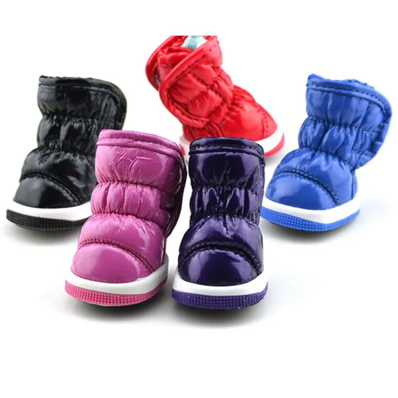 4-Pack Winter Dog Boots - Waterproof Slip-On Shoes for Small Dogs