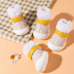 4-Pack Winter Pet Boots - Warm Anti-Slip Dog Shoes for Small Medium Dogs, Waterproof Snow Rain Boots with Secure Fasteners