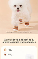 4-Pack Winter Pet Boots - Warm Anti-Slip Dog Shoes for Small Medium Dogs, Waterproof Snow Rain Boots with Secure Fasteners