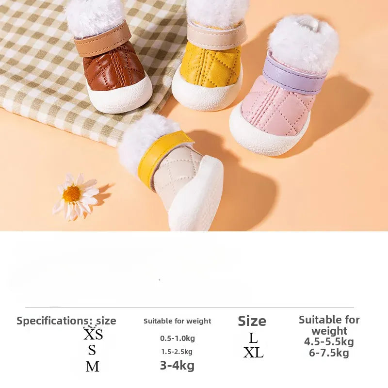 4-Pack Winter Pet Boots - Warm Anti-Slip Dog Shoes for Small Medium Dogs, Waterproof Snow Rain Boots with Secure Fasteners