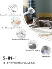 5-in-1 Pet Hair Brush with UV Sterilizer & Mist | Deshedding Grooming & Massage Comb for Dogs & Cats