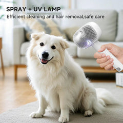 5-in-1 Pet Hair Brush with UV Sterilizer & Mist | Deshedding Grooming & Massage Comb for Dogs & Cats