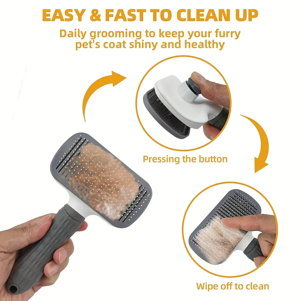 8pcs Dog Grooming Kit | Self-Cleaning Pet Grooming Set with Nail Clippers, Flea Comb, Shampoo Brush & Hair Remover