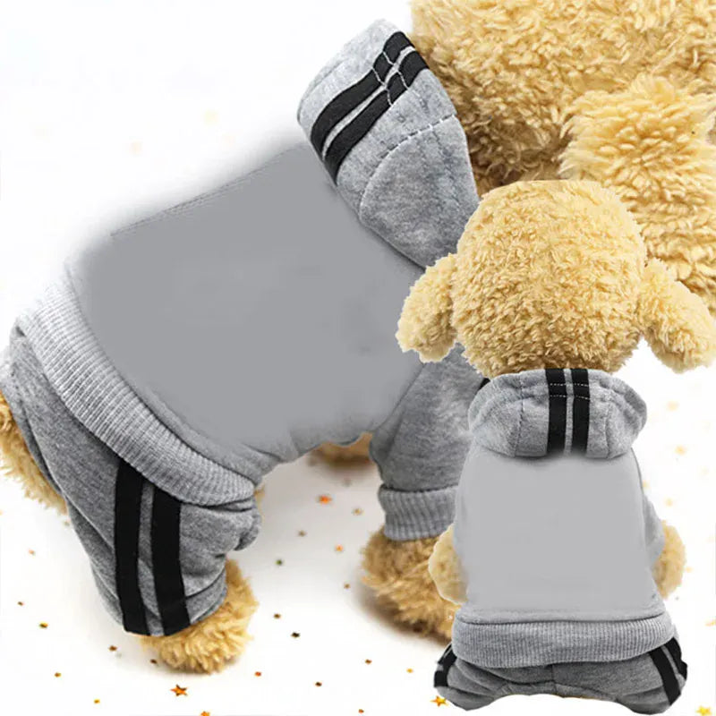 Adidog Winter Dog Jumpsuit | Thick Puppy Tracksuit for Small Dogs | Warm Pet Overalls & Hooded Outfit for Yorkie, Chihuahua & Pug