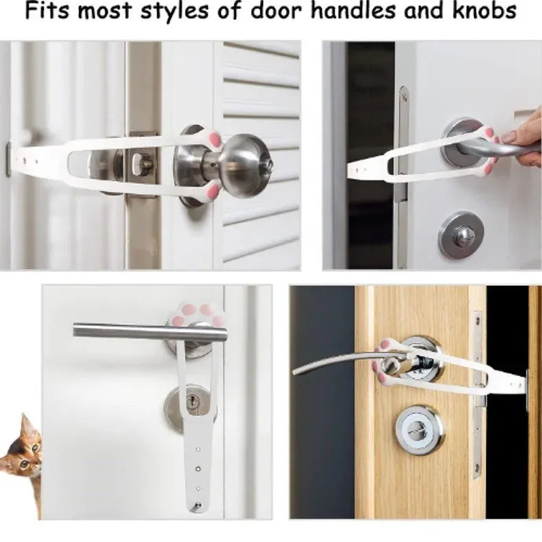 Adjustable Cat Door Holder Latch - 11.5" Elastic Gate Lock Strap, Pet Door Stopper to Keep Dogs Out, Flexible Door Latch for Pet Gates