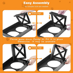 Adjustable Elevated Dog Bowl Stand - 3-Height Raised Feeder with Slow Feed Inserts