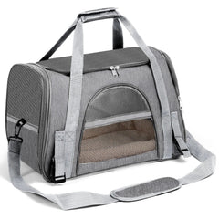 Airline Approved Pet Carrier for Small Dogs & Cats - Soft-Sided Foldable Travel Bag up to 15lbs, Portable Puppy Cat Carrier with Seatbelt Strap