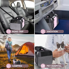 Airline Approved Rolling Cat Carrier - Expandable Soft-Sided Pet Travel Bag