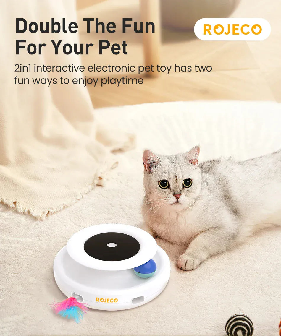 Automatic Cat Toy 2-in-1 - Smart Electronic Feather Ball 5 Mode Interactive
