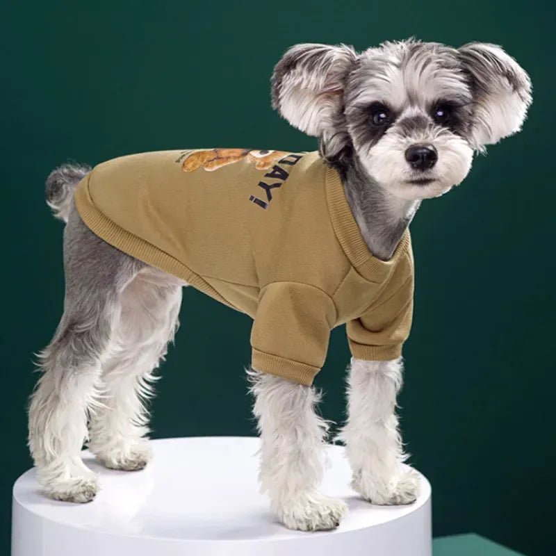 Bear Pattern Dog Sweatshirt | Winter Warm Pet Pullover for Small & Medium Dogs & Cats | Cute Puppy Jacket & Chihuahua Outfit