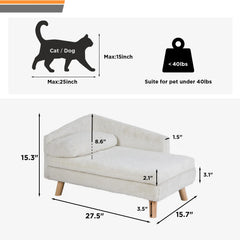 BINGOPAW Nordic Pet Sofa Bed - Elevated Dog & Cat Couch with Wooden Legs, Waterproof & Plush, for Small Pets, Beige