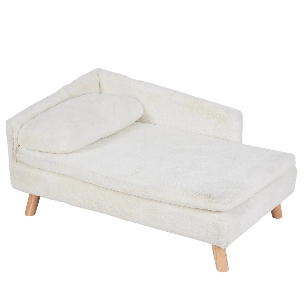 BINGOPAW Nordic Pet Sofa Bed - Elevated Dog & Cat Couch with Wooden Legs, Waterproof & Plush, for Small Pets, Beige