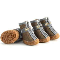 Breathable Dog Shoes - Anti-Slip Plush Boots for Small Medium Dogs