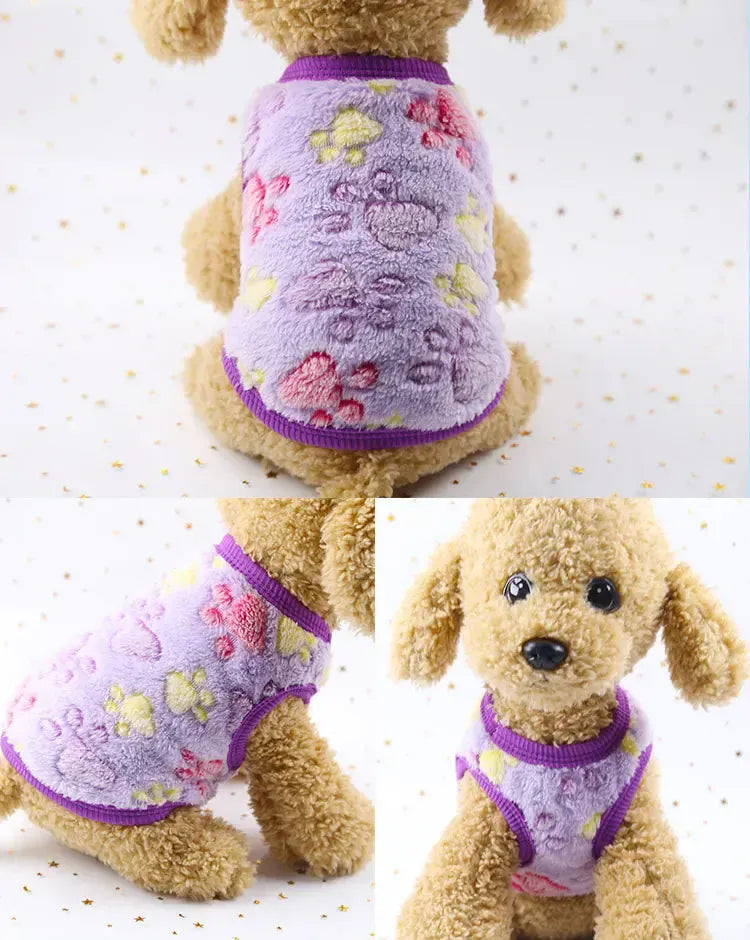 Cartoon Fleece Pet Clothes | Winter Warm Dog & Cat Vest – Cozy Sweater for Small Dogs & Cats