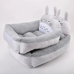 Cartoon Pet Bed Sofa - Washable Cotton Small Dog Cat Bed with Backrest