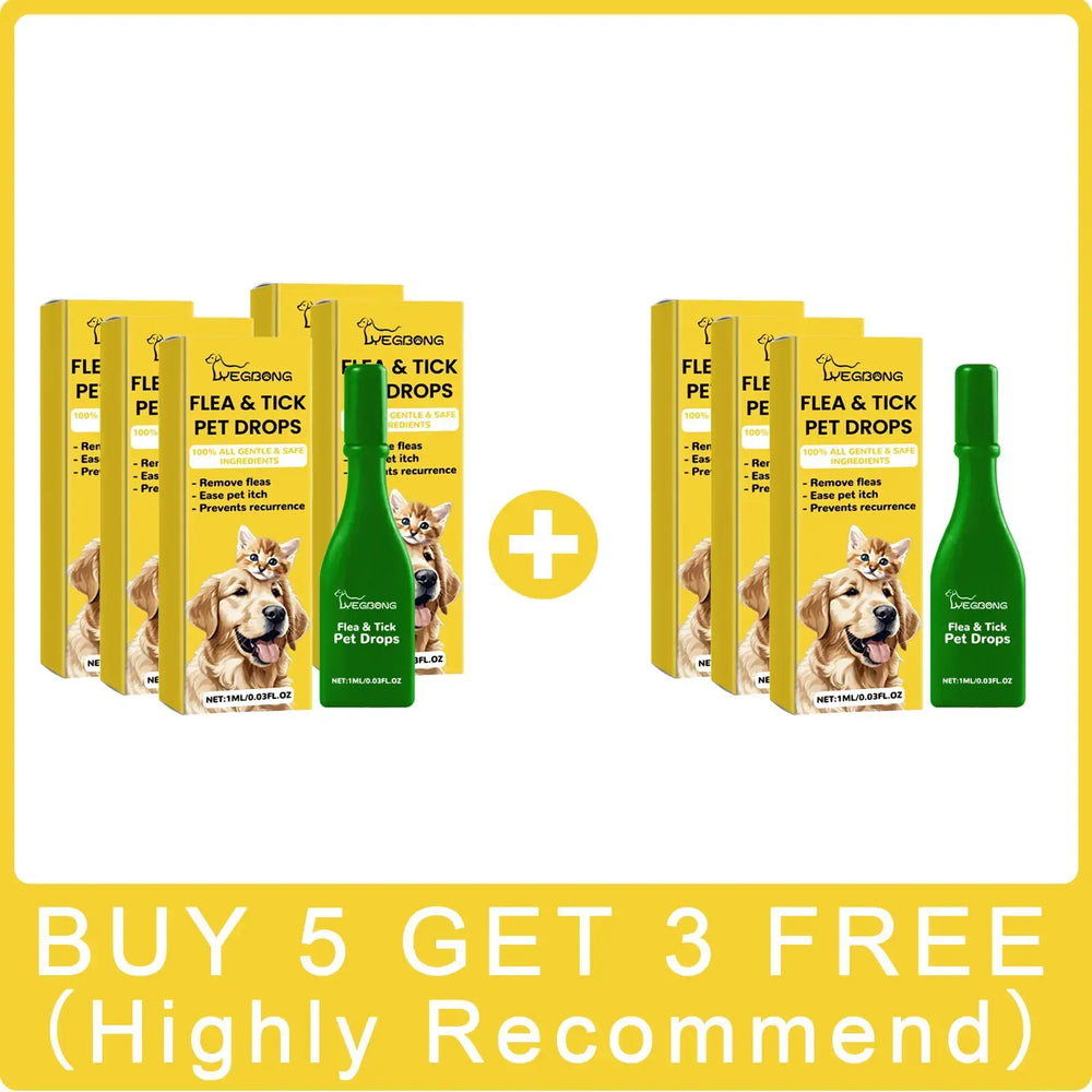 Cat Anti-Flea Drops - Monthly Flea & Tick Treatment, Skin Itching Relief & Deworming Drops for Cats (1ml/3ml/5ml/8ml Options)