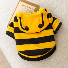Cat Dog Bee CosCat & Dog Bee Costume | Pet Halloween Cosplay Outfit | Winter Warm Hoodies for Cats & Dogstume Soft Cat Holiday Cosplay Winter Warm Clothes Pet Bee Halloween Hoodies for Pet Supplies