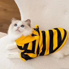 Cat Dog Bee CosCat & Dog Bee Costume | Pet Halloween Cosplay Outfit | Winter Warm Hoodies for Cats & Dogstume Soft Cat Holiday Cosplay Winter Warm Clothes Pet Bee Halloween Hoodies for Pet Supplies